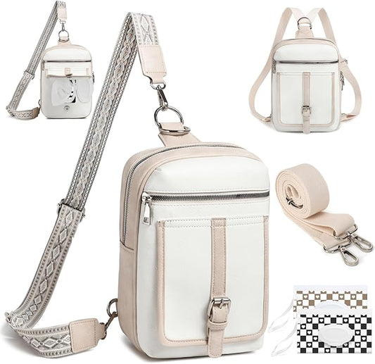 MYHOZEE Small Diaper Bag Crossbody Sling Purse for Women - 2 in 1 Leather Backpack with 2 Straps for Short Trips Work Daily | Mini diaper bag, Instant Wipes pocket, Adjustable Straps, Credit card slot, Moms and dads, Reusable Wipe pouchs