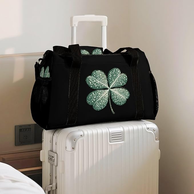 Four-Leaf Clovers Duffle Bag Gym Bag for Workout Travel Tote with Detachable Straps