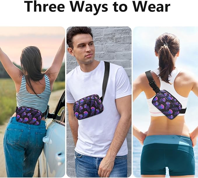 Jellyfish Fanny Pack for Women Men Water Resistant Fashion Waist Packs with Adjustable Strap Belt Bag for Travel Workout Jogging Hiking 21219151