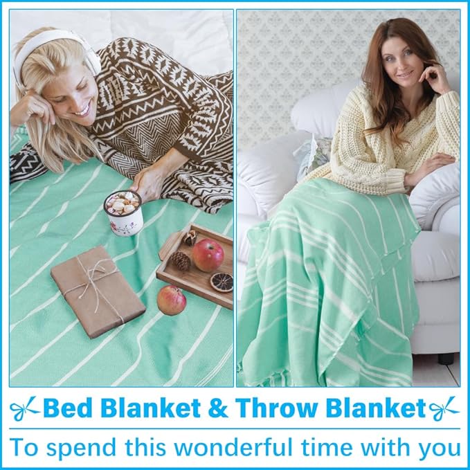 Oversized Turkish Beach Towel Blanket XXL Cotton Sandproof Towels Boho Woven Extra Large Big Sand Free Giant Throw Blankets Huge Quilt XL Picnic Camping Necessities Cloud For Adult Gifts Aqua