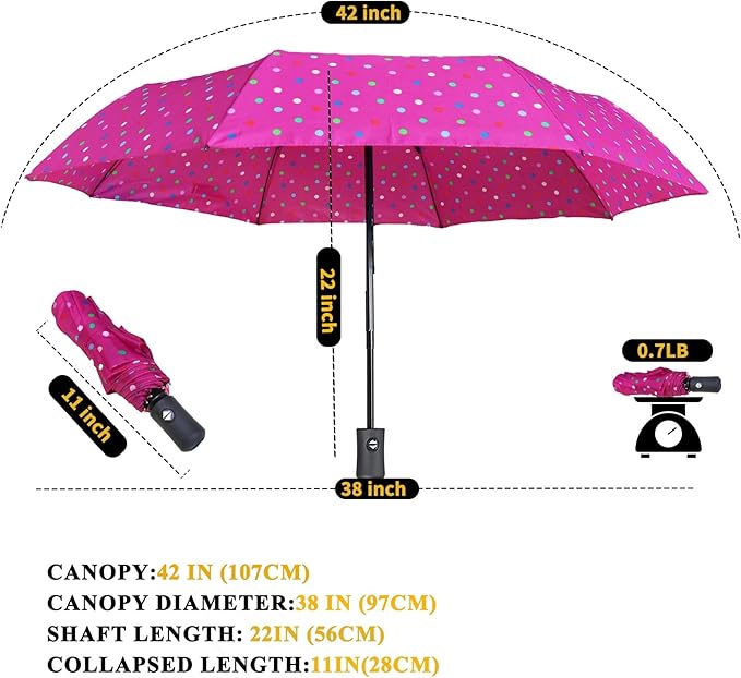 MRTLLOA 42/49 Inch Compact Travel Essentials Umbrella for Rain, Lightweight, Portable, Automatic, Strong, Waterproof Folding Umbrellas for Women, Men and Teenagers