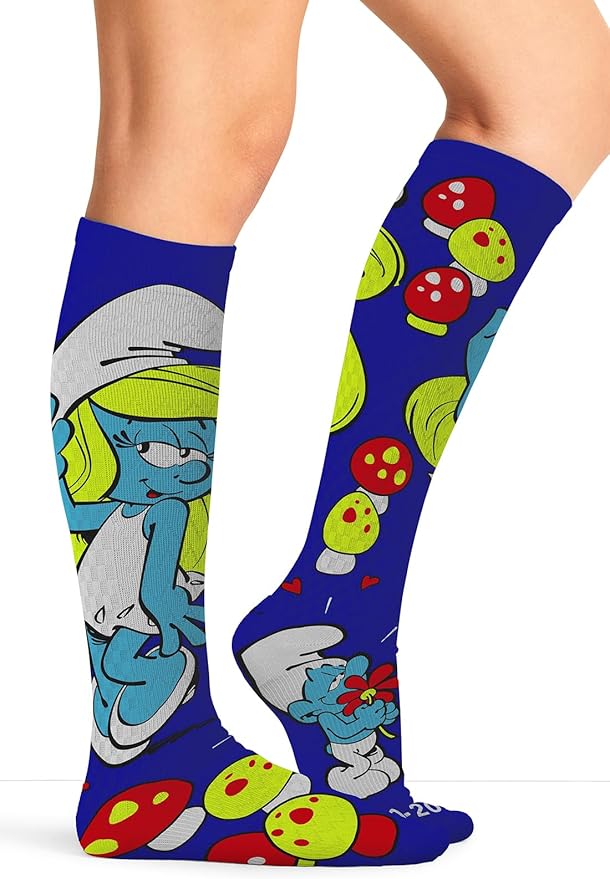 Cherokee Women's 10-15mmHg Compression Socks – Fun Print Knee Highs with Light Support, Soft Feel - PRINTSUPPORT