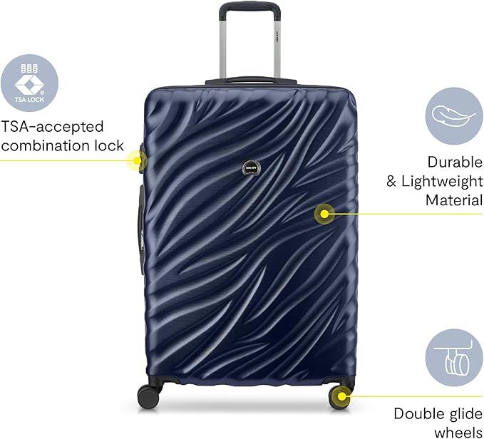 DELSEY PARIS Alexis Durable Luggage Set, Expandable & Lightweight 4-Wheel Spinners, Easy Grip handles for Smooth Journeys, TSA-Lock Incorporated, Men and Women, Navy, 3-Piece Set (21"/25"/29")