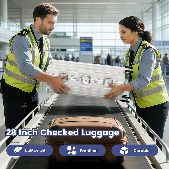Zipperless Suitcase, 28 Inch Checked Luggage, Hardshell Aluminum Frame Polycarbonate Luggage with Phone Holder, Cup Holder, Charging Port, TSA Lock, Spinner Wheels for Vacations, White