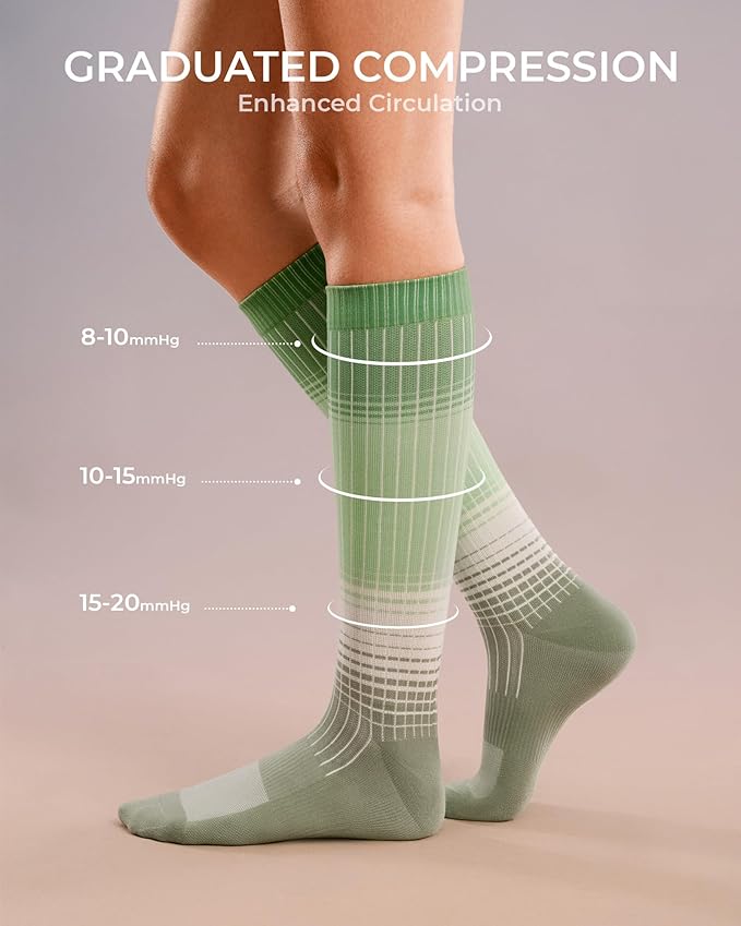 FITRELL 4 Pairs Compression Socks for Women & Men, 15-20mmHg Circulation Support for Athletic Travel Daily Wear