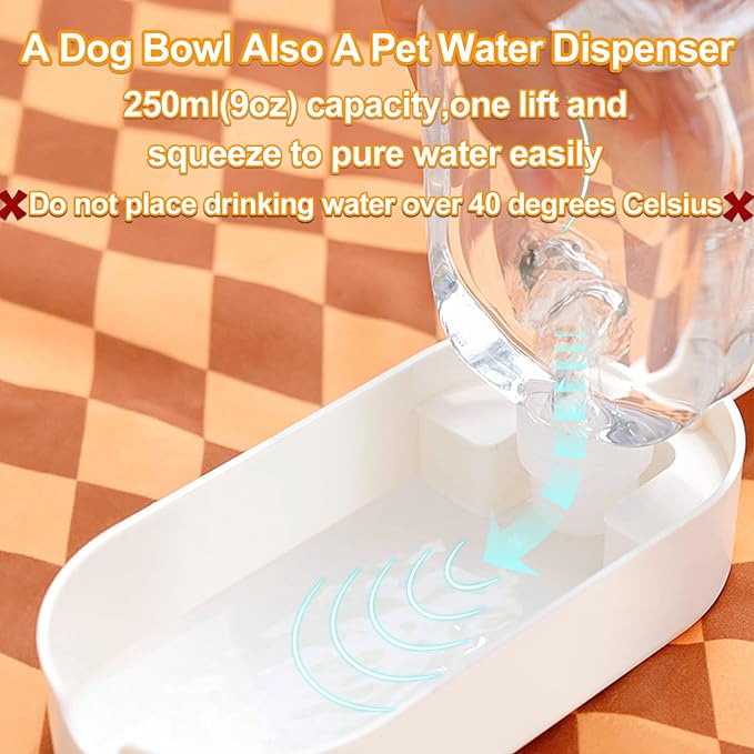 2-in-1 Dog Bowl & Water Bottle, Large Food Container for Dog Treats, Steak, Sticks, Bars - Portable Pet Dispenser for Hiking, Travel (Blue)
