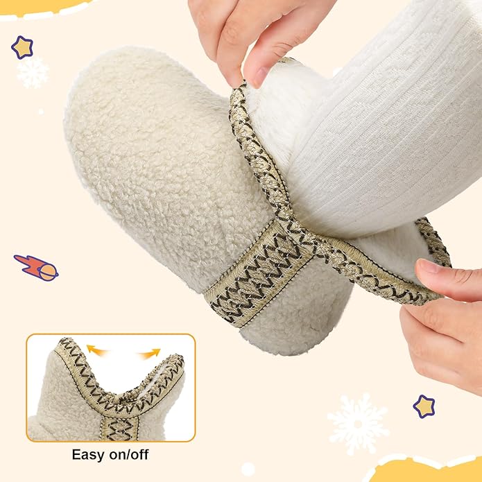 LeIsfIt Toddler Slippers Boys Girls Cozy Warm House Shoes Kids Non-slip Winter Slipper Booties Slip on Plush Lining Sock Slippers