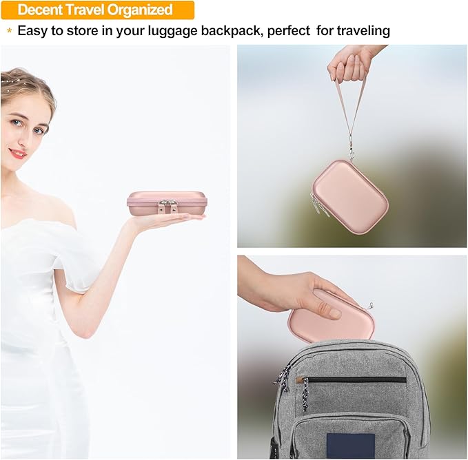 Elonbo Camera Carrying Case for KODAK PIXPRO FZ55/ FZ53/ FZ45/ FZ43 16MP Digital Camera, Vlogging Camera Storage Holder Travel Bag, Mesh Bag Fits Batteries, Cable, Memory Card, Card Reader,Rose Gold