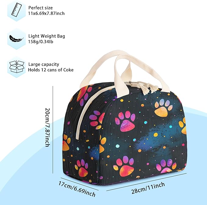 Insulated Lunch Box for Women and Men,Corduroy Lunch Bag for Work,Leakproof Adults Cooler Tote Bag for Offices,Picnic,Travel,Outdoor (Cat's Claw)