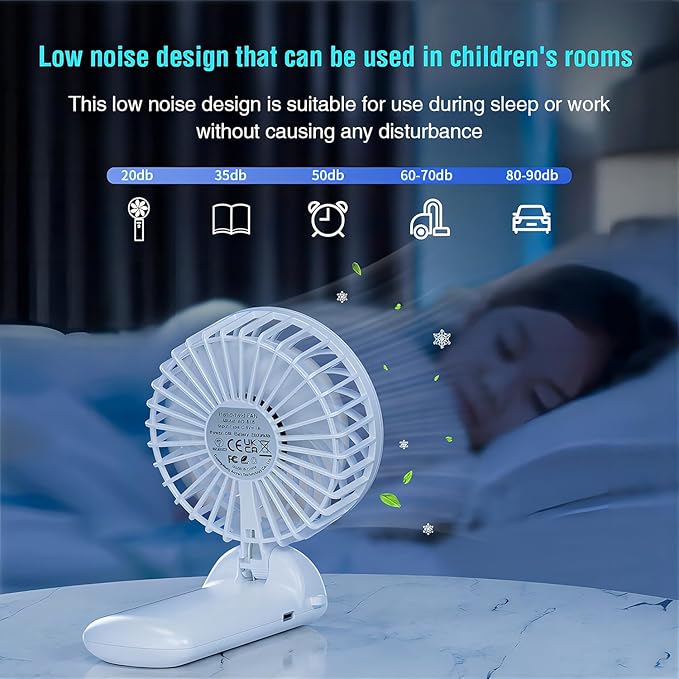 Handheld Fan, Mini Portable Personal Fan with lanyard, 4 Speeds Level 180° Foldable Design for Desk/Travel/Office/Outdoor