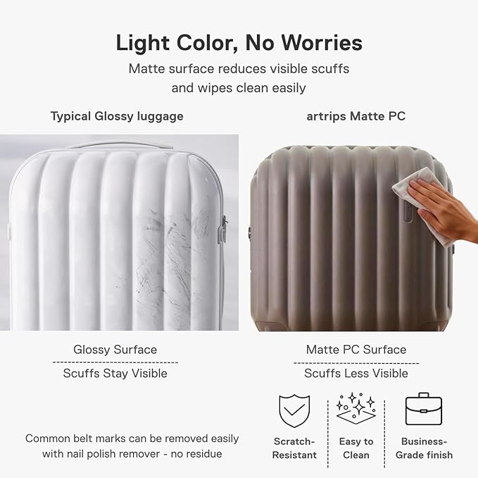artrips Checked Luggage 24 Inch, Lightweight Hard Shell Suitcase with Spinner Wheels, Medium Travel Suitcase for 4–7 Day Trips, Grey