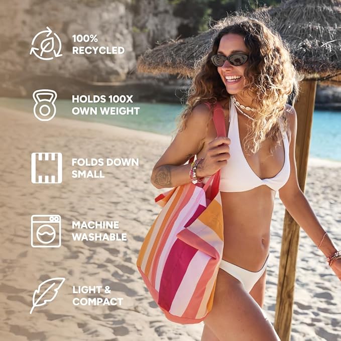 Dock & Bay Everyday Beach Tote Bag - Reusable Carrier Bag for Daily Use - Carries Up to 10kg - 100% Recycled Materials