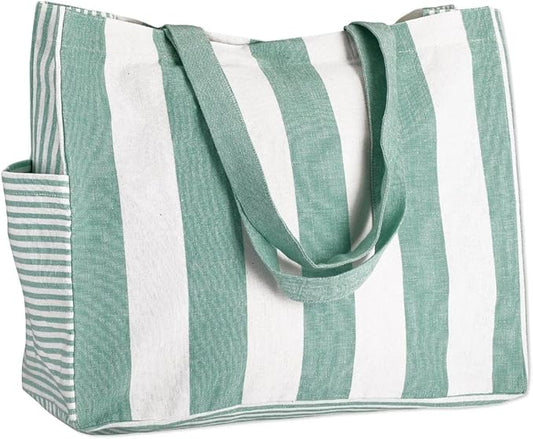 Folkulture Beach Bag For Women | 17 x 14 Inch - 100% Cotton Beach Tote Bag With Zipper Pocket Inside, Large Woven Pool Bag
