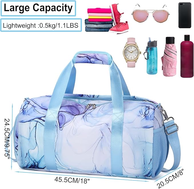 Sports Duffel for Girls Dance Bag Girls Duffle Weekender Bags Teen Gym Travel Ballet Bag with Shoe Compartments