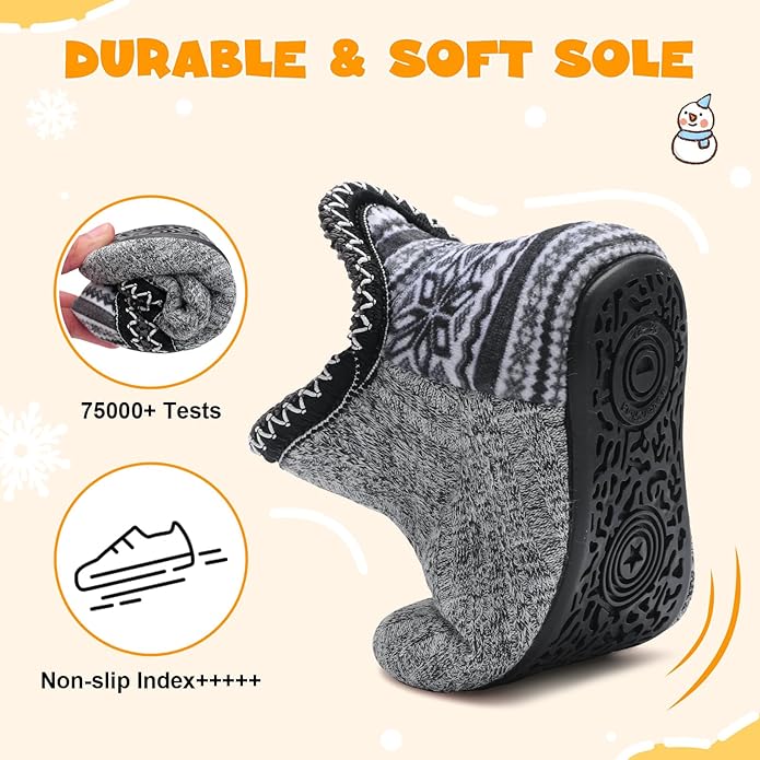 LeIsfIt Toddler Slippers Boys Girls Cozy Warm House Shoes Kids Non-slip Winter Slipper Booties Slip on Plush Lining Sock Slippers