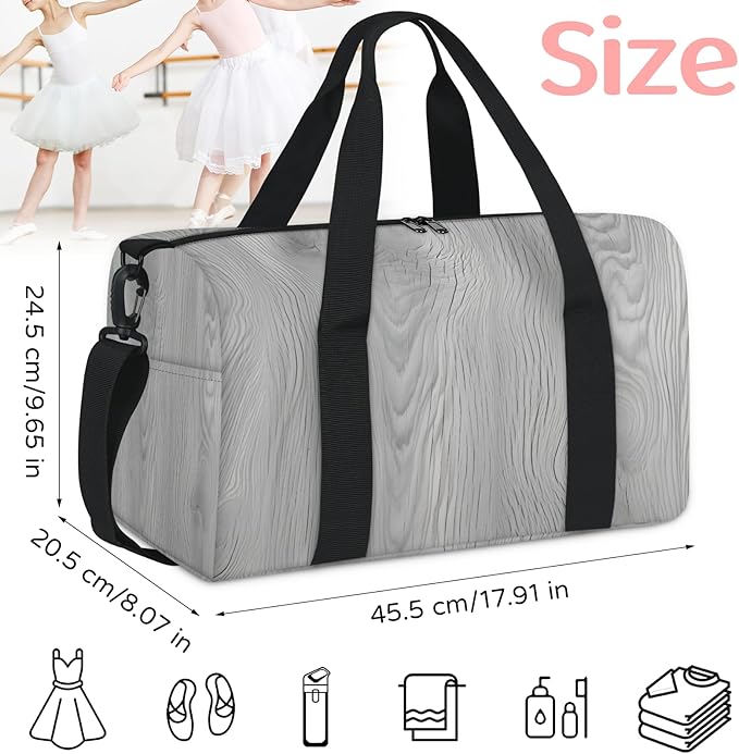 Rustic Wooden Gym Bag for Women 17 inch Waterproof Carry On Overnight Weekender Bag Sports Duffel Tote Bags for Travel Workout