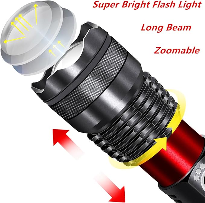 Flashlights Rechargeable,Super Bright High Lumens Flash Light,5 Modes Zoomable Tactical Flash Light,Waterproof Handheld Powerful Flashlights for Emergencies Camping Home Camping Essentials Gift-2Pack