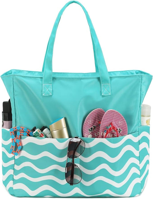 LEDAOU Beach Bag Waterproof Sandproof Women Beach Tote Pool Bag with Zipper for Swim Gym Grocery Travel with Wet Pocket | Sandproof, with Zipper, for Gym, Grocery, Travel, with Wet Pocket