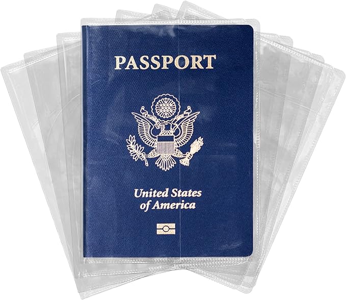 Clear Passport Protector Holder Waterproof Plastic Passport Cover Vinyl ID Protector for Travel Document Credit Card (7 Pack)
