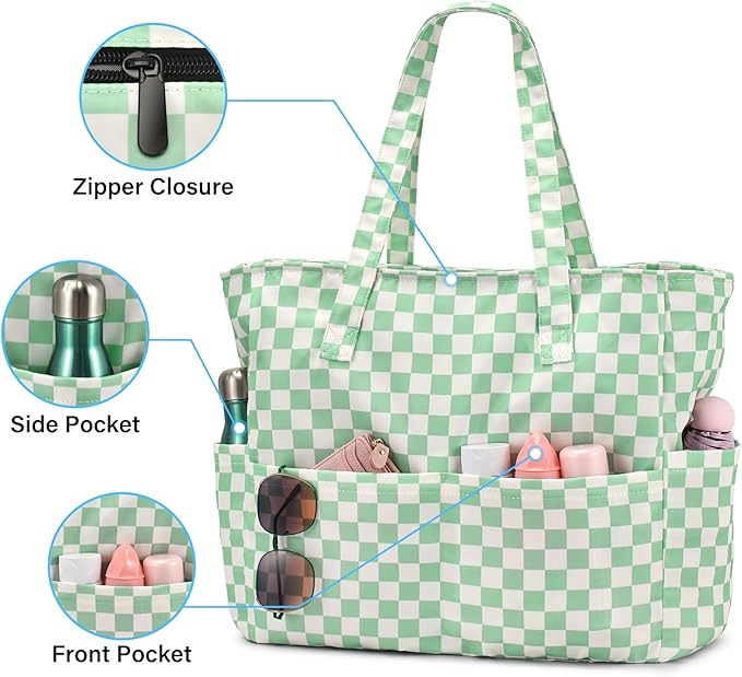 oscaurt Beach Bags for Women Large Waterproof Sandproof Beach Tote Swim Pool Bag with Zipper for Travel Vacation Essentials