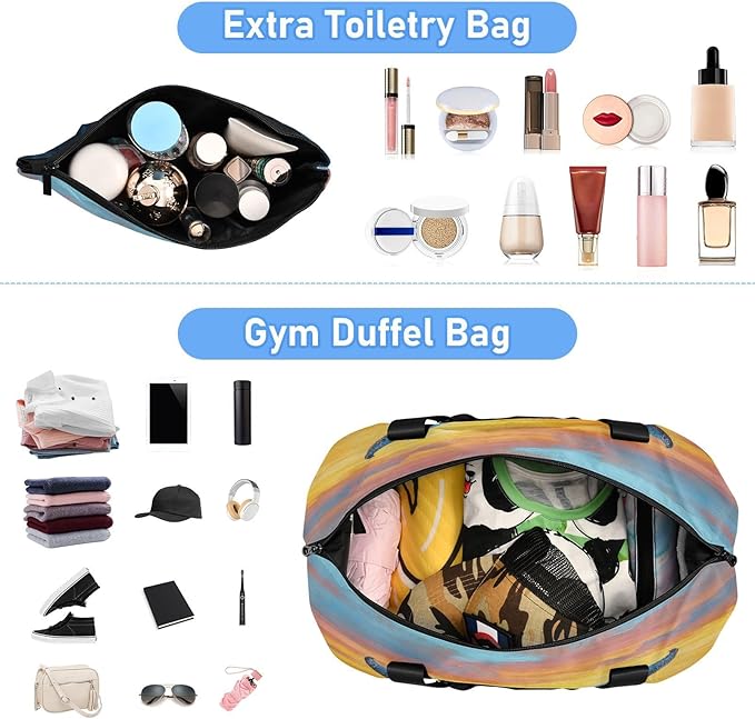 Travel Duffel Bags for Women Blue Whale Tail Ocean Sunset Sports Duffel Bags Gym Bags with Shoes Compartment Tote Bag Weekender Bag for Travelling