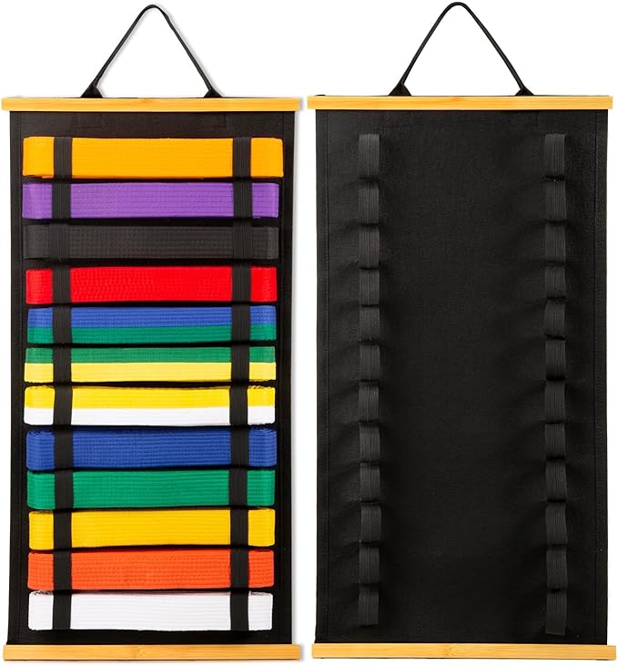 12 Belts Karate Belt Display Rack, Felt Taekwondo Belt Display, Martial Art Belt Display Holder for Martial Art Learner