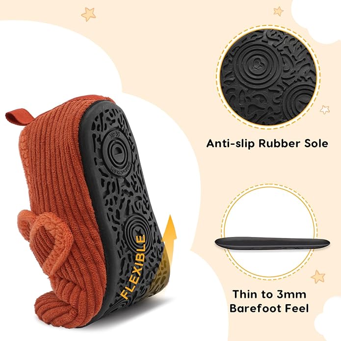 LeIsfIt Toddler Slippers Boys Girls House Shoes Soft Warm Kids House Slippers Slip on Cozy Bedroom Sock Shoes Non-slip Indoor Outdoor Slipper Shoe