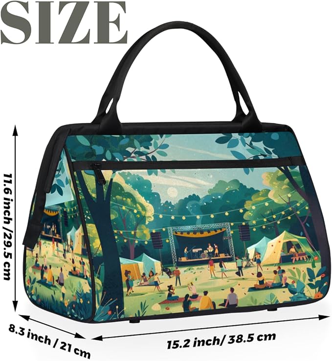 Funny Camping Overnight Weekender Bag for Women Men Travel Duffel Bags Waterproof Luggage Carry on Sports Yoga Gym Bag