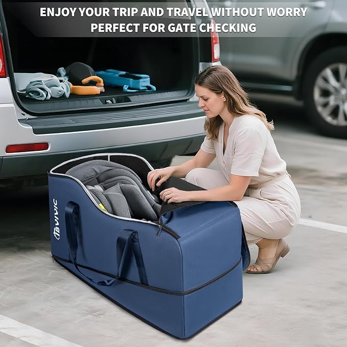 Car Seat Travel Bag Compatible with UPPAbaby Aria and Mesa, Infant Car Seat Travel Bag Car Seat Cover for Airplane Travel (Blue)