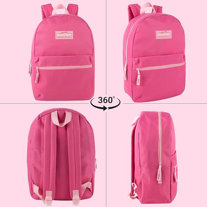Trail maker Classic 17 inch Backpacks with Adjustable Padded Straps | School Backpacks for Girls, Boys (Pink)