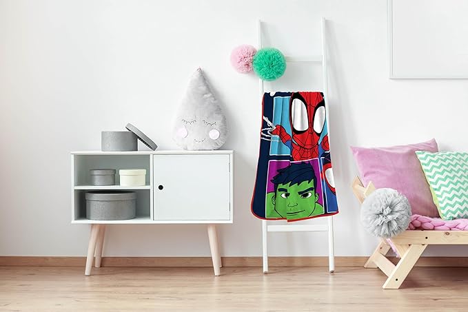 Sunny Side Up Marvel Spidey & His Amazing Friends Plush Throw Blanket - Measures 46 x 60 Inches - Super Soft & Cozy Fleece Kids Bedding Features Miles Morales & Ghost Spider Gwen