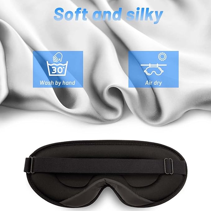 3D Sleep Eye Mask, Zero Eye Pressure Soft Breathable Night Mask - Opaque Travel-Friendly Side-Sleep Eye Mask