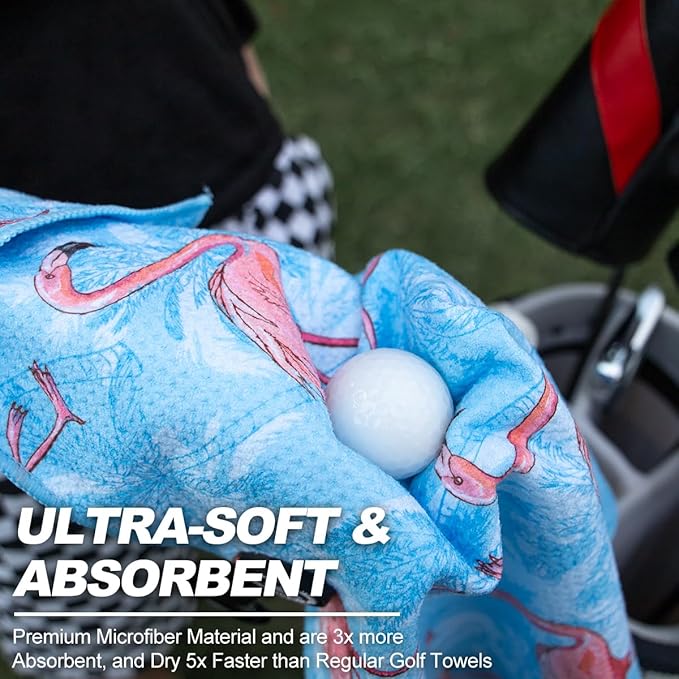 Magnetic Golf Towel, Microfiber Waffle Design with Clip - Industrial Strength Magnet for Strong Hold to Golf Bags, Carts & Clubs
