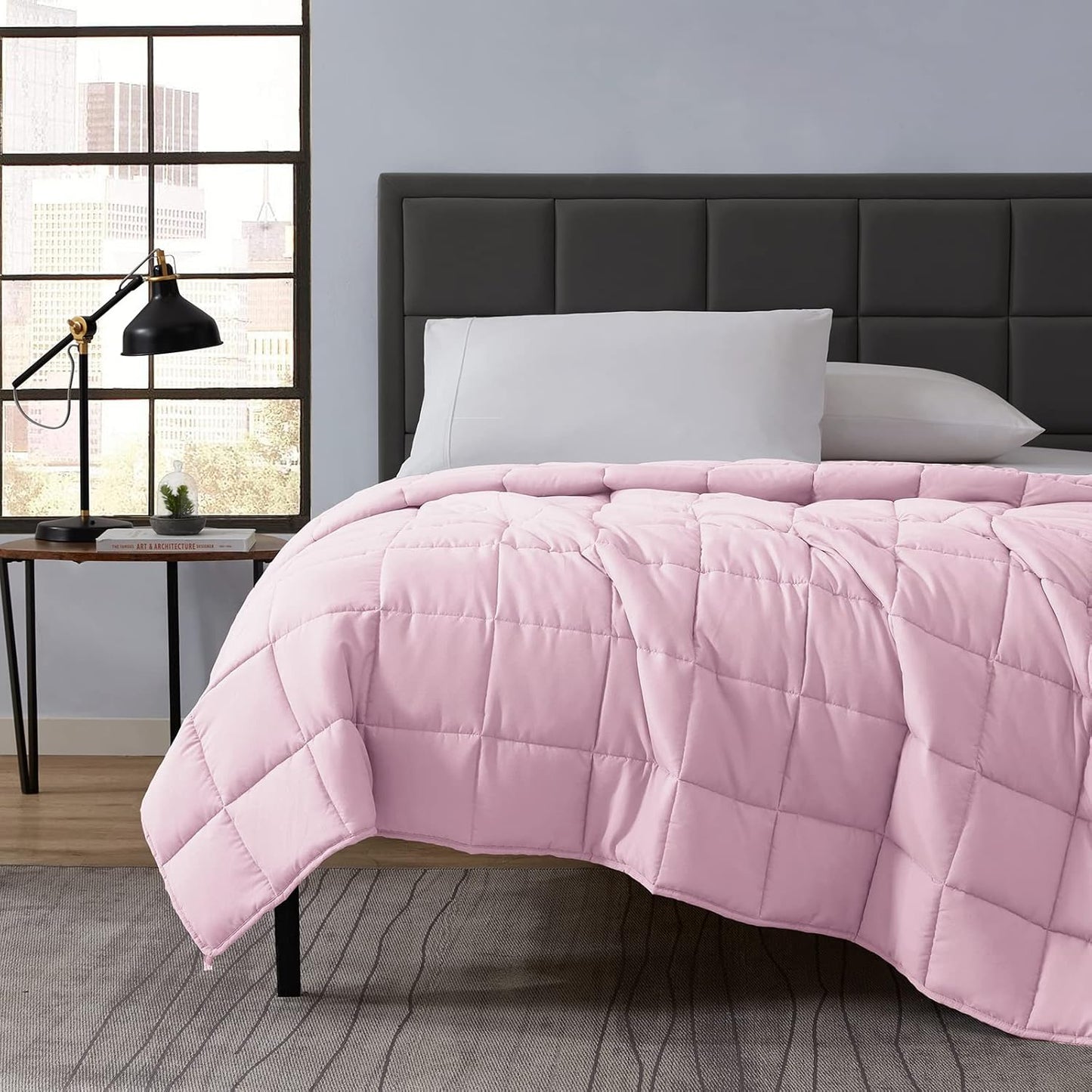 L'AGRATY Weighted Blanket - 40"x60" 7lbs Cooling Breathable Microfiber Material with Glass Beads Small Blanket All-Season Summer Fall Winter Soft Thick Comfort