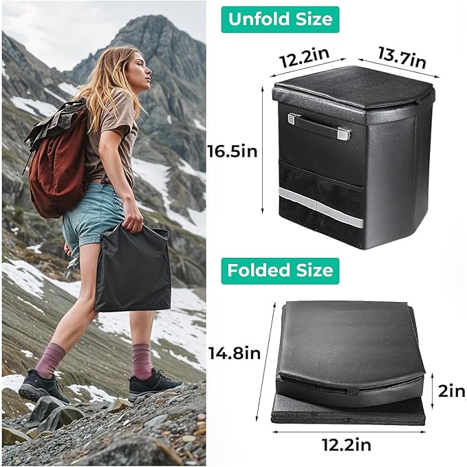 2026 Upgraded XL Portable Toilet for Adults,Tall Camping Toilet with Lid and Convenient Carry Bag, Portable Potty for Camping, Hiking, Car Travel,Truck, RV, Boating, Road Trips, Beach