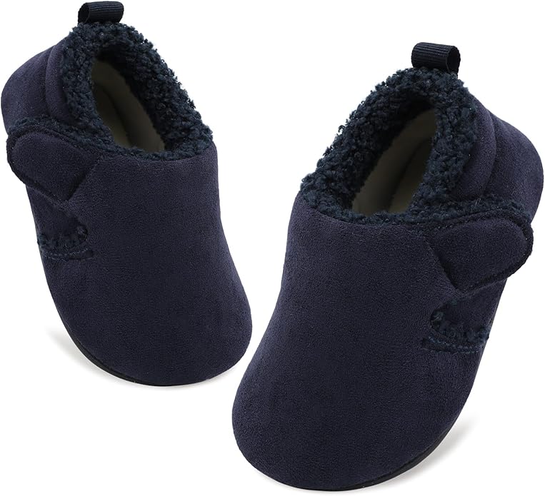 JOINFREE Toddler Slippers Boys Girls Adjustable House Shoes Barefoot Sock Shoes with Rubber Sole Baby Comfort Warm Indoor Outdoor Walking Shoe