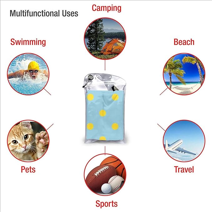 Yellow Polka Dots Sand Free Beach Towel – 31.5"X63" Quick Dry Microfiber Beach Towels for Travel, Swimming, Pool, and Camping, Absorbent and Compact Beach Essential for Women, and Men