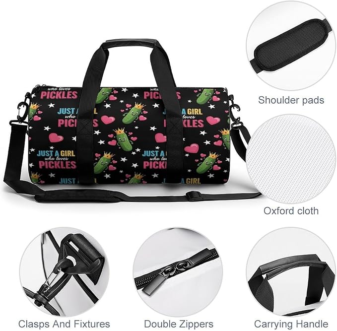 Workout Lightweight Duffel Bags Just A Girl Who Loves Funny Pickle Carry On Weekender Overnight Bag Gym Sport Yoga Dance Bags
