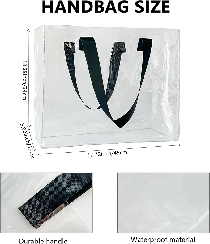 Holographic PVC Beach Bag Waterproof - 18×13×6inch Large Clear Tote for Women Men Pool Travel Sandproof Carry All