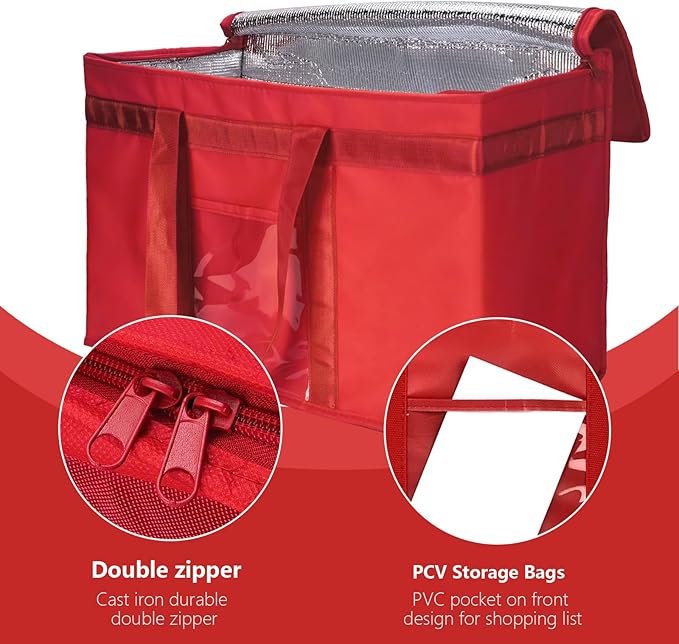 Yalin XXXL Large Insulated Cooler Bag, Styrofoam Cooler of Keep Food Hot or Cold, Reusable Double Zipper Food Delivery Bag for Grocery Shopping, 23" W x 15" H x 14" D