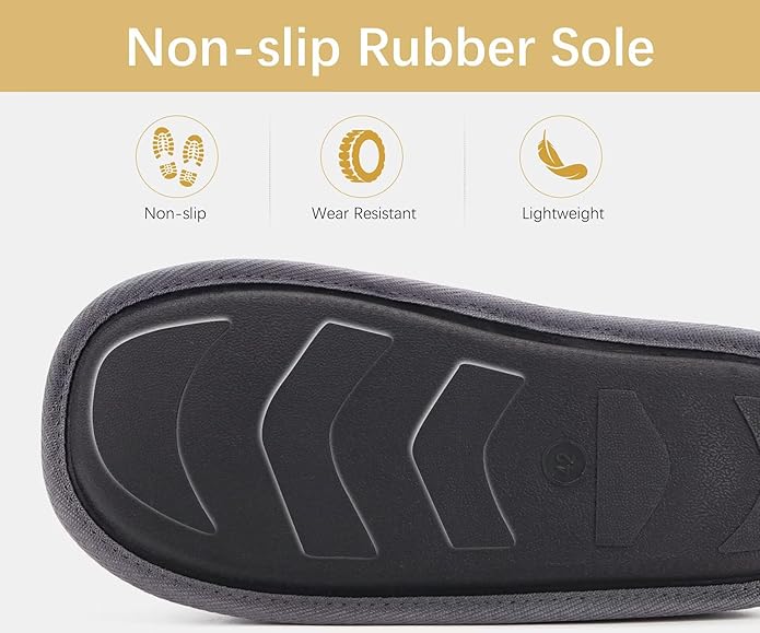ONCAI Men's House Slippers Memory Foam Slip-On Warm Cozy Scuff Home Bedroom Shoes with Indoor/Outdoor Rubber Soles US Size 7-15