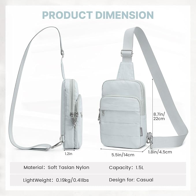 G4Free Small Sling Bag for Women Travel Anti Theft Crossbody Bags with RFID Blocking Card Slots, Light Blue Gray