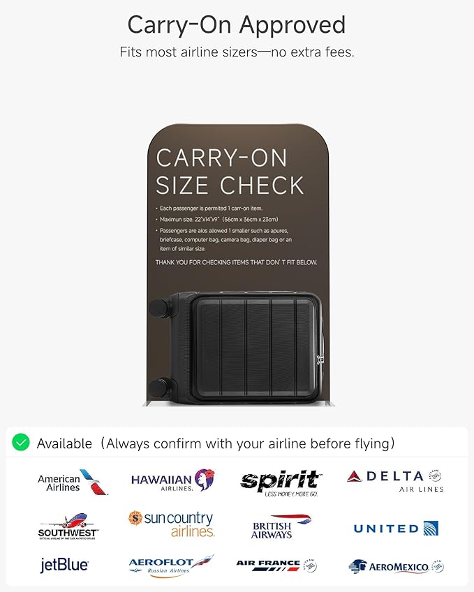 Carry On Luggage 22x14x9 Airline Approved, 20" Hardside Suitcase with Front Pocket for Laptop, Lightweight Spinner Luggage with TSA Lock & Matching Tote Bag (3 Piece Sets, Black)