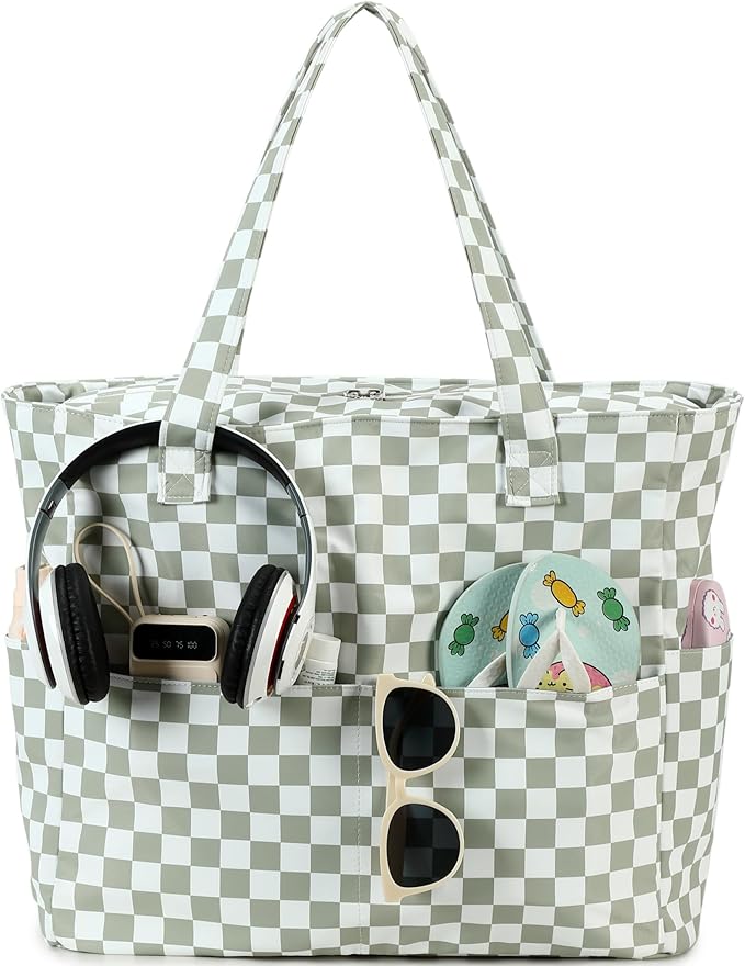 LEDAOU Beach Bag Waterproof Sandproof Women Beach Tote Pool Bag with Zipper for Swim Gym Grocery Travel with Wet Pocket | Sandproof, with Zipper, for Gym, Grocery, Travel, with Wet Pocket