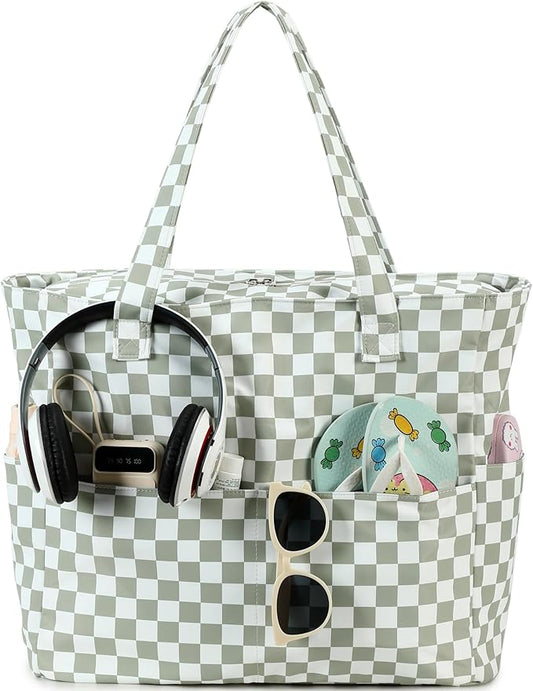 LEDAOU Beach Bag Waterproof Sandproof Women Beach Tote Pool Bag with Zipper for Swim Gym Grocery Travel with Wet Pocket | Sandproof, with Zipper, for Gym, Grocery, Travel, with Wet Pocket