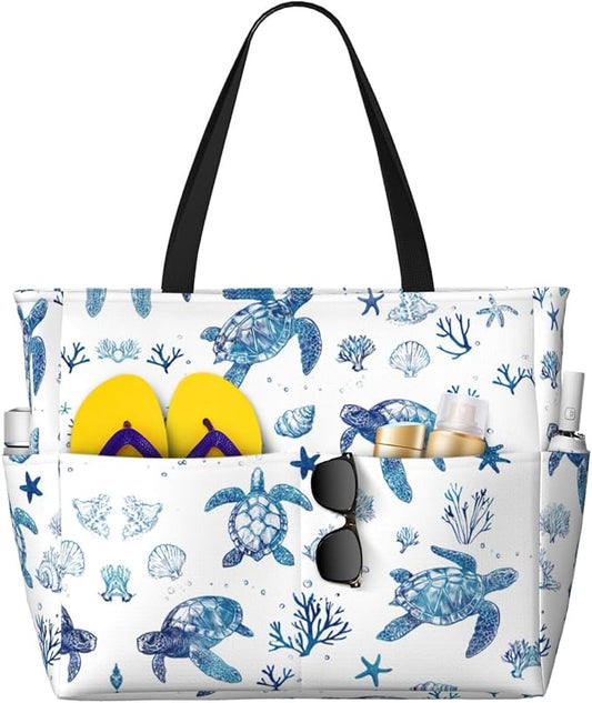 Beach Tote Bag for Women Beach Bag Waterproof and Sandproof Tote Bag with Wet Bag Large Travel Bag for Weekend Travel