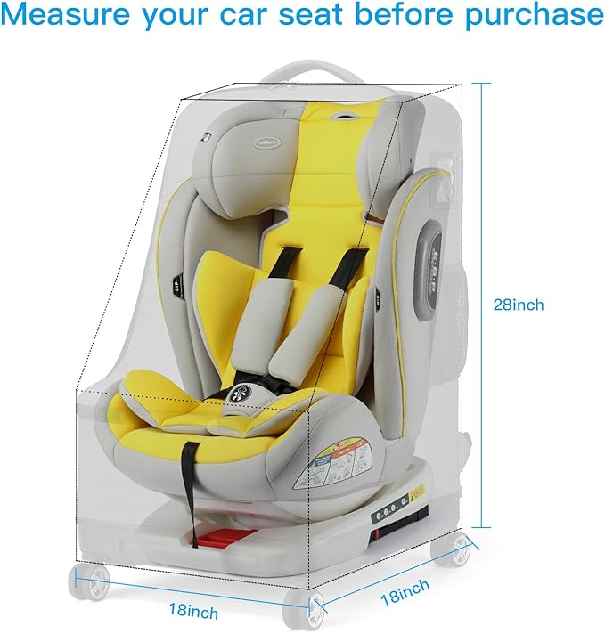 TUGUAN Car Seat Travel Bag for Airplane with Spinner Wheels, Infant Car Seat Bags for Air Travel with Hard Bottom, Padded Car Seat Backpack, Large Car Seat Storage Bag Airport Check, Green