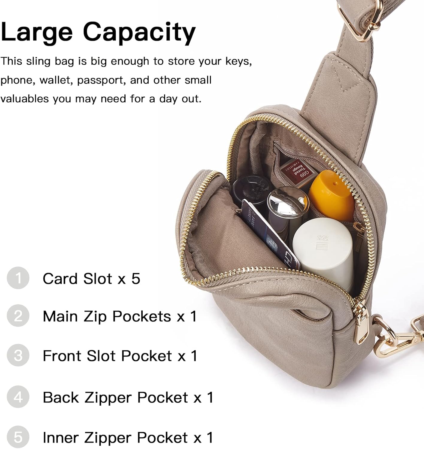 Telena Small Sling Bag for Women Leather Crossbody Fanny Packs Chest Bag for Women