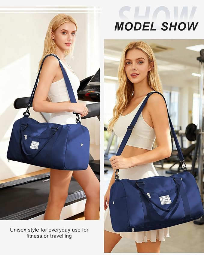 Gym Bag Womens Mens with Shoes Compartment and Wet Pocket Travel Duffel Bags for Women for Plane Sport Gym Tote Bags Swimming Yoga Waterproof Weekend Overnight Bag Carry on Bag Hospital Holdalls
