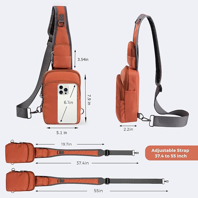 Sling Bag, Crossbody Bag with Zipper Lock, RFID & Water Resistant for Women and Men Small Chest Bag for Travel Casual